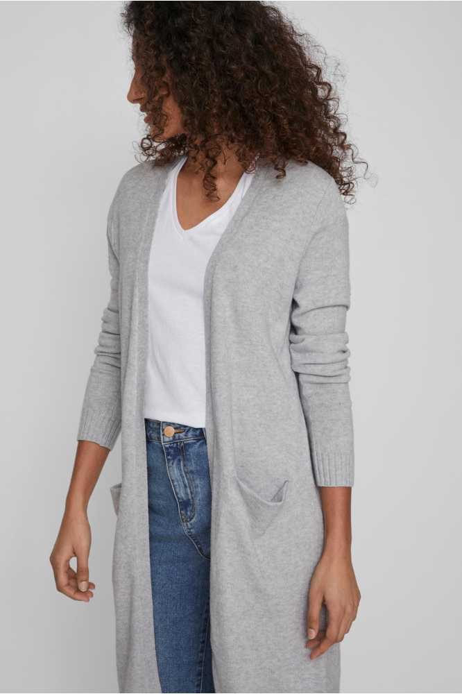 VIRIL LONG L/S KNIT CARDIGAN - NOO 14042770 Light Grey Melange